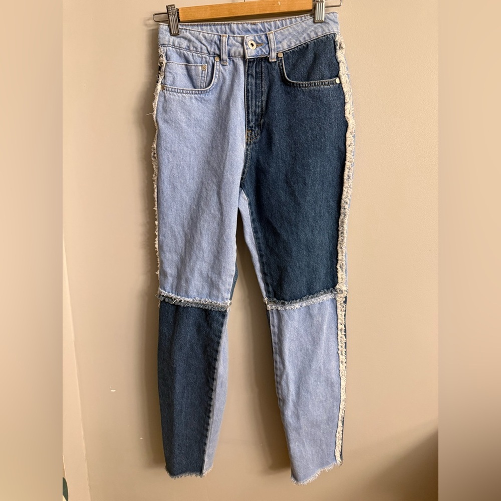 Y2K Patchwork Contrast Denim by Ragged Jeans